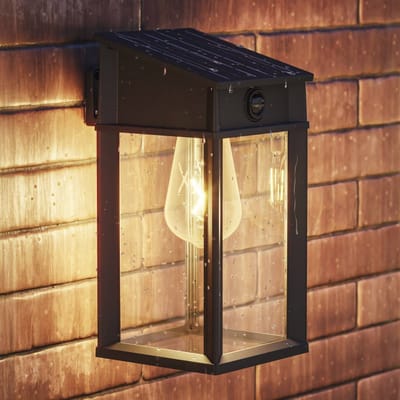 Philips Geri Wandlamp - UltraEfficient LED - Solar buitenlamp - Warmwit licht 2700K - Zwart - Rechthoekig ontwerp - Bewegingssensor - Zonne-energie - Schemersensor