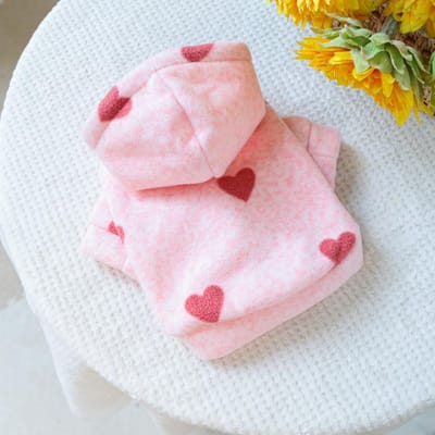 Sweat à capuche Pet Love pour petits chiens, automne et hiver, nouveau manteau à capuche rose en forme de cœur, vêtements pour petits chiens et chiots XL