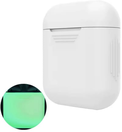 Glow in the dark Hoesje geschikt voor Apple Airpods - Wit hoesje - Witte AirPods case - Glow in the dark - Silicone - CHPN