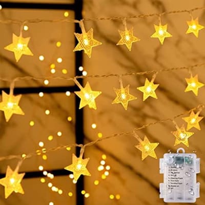 6 Meter Batterij Kerstverlichting 40 LED Ster Lichtslingers met 8 Verlichtingsmodi, IP65 Waterdichte Outdoor Indoor Feestverlichting voor Kerstmis, Verjaardag, Tuin en Kamerdecoratie