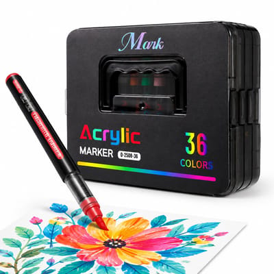 Acrylmarker - set van 36 kleuren - vloeibare inkt - zachte punt - voor tekenen en graffiti - geschenkverpakking