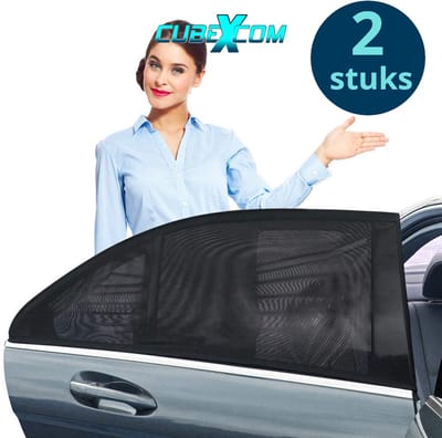 CUBEXCOM® Luxe Auto Zonnescherm, Autoraamschaduwen voor baby, kinderen, volwassenen en huisdieren, 2 STUKS, Autoruit Zonwering, Universele zonnescherm Zonnewering, Auto Klamboe Gordijn, UV Zonbescherming Protectie, Anti-Verblinding, UNIVERSEEL
