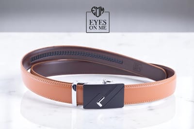 Camel lederen riem zonder gaatjes met automatische gesp voor heren ( model C009 )