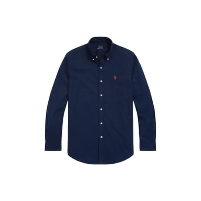 Polo Ralph Lauren FW23 Effen Logo Geborduurd Enkelrijdig Shirt met Lange Mouwen Heren shirts Marineblauw 710816538-001 M black
