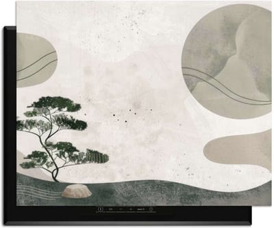 KitchenArt - Zen Pine - 76x51.5 cm - Kookplaat Beschermer - Luxe Afdekplaat Inductieplaat - Anti-slip & Oprolbaar - Beschermmat Inductiekookplaat