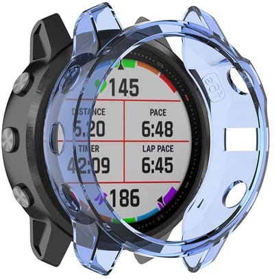 Stravo Soft Case Sport Hoesje voor Garmin Fenix 6 / 6 Pro / 6 Sapphire / 6 Solar – TPU Materiaal Bescherming – TPU Case Protectie en Beschermhoes voor Garmin Smartwatches (Blauw)