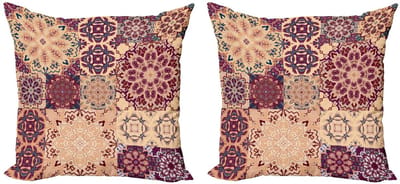 ABAKUHAUS Kussenhoes Set – 2x50x50 cm – Dubbelsidig Print – Mikrofaser – Oranje/Rood