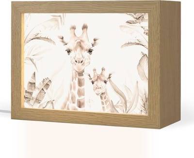 Nachtlampje 20x15 cm - Kinder lampje - Giraffe - Jungle - Bruin - Kinderen - Tafellamp kinderkamer - Slaapkamer lamp - Bedlamp kinderen - Kinderlampje stopcontact - Wandlamp babykamer - Nachtlampjes