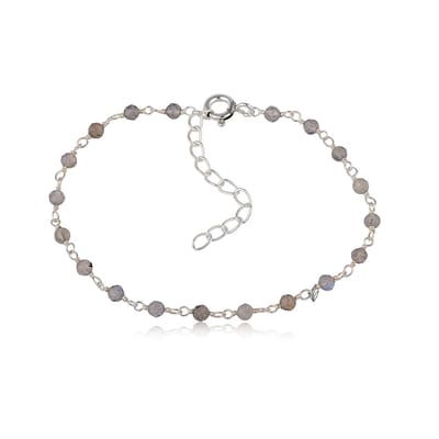 Natuursieraad - 925 sterling zilver maansteen kralen armband - edelsteen sieraad - Natuursteen
