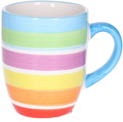 Secret de Gourmet Koffiemokken Curacao - 1x stuks - Keramiek - multi kleuren blauw - 300 ml - 8 x 11 cm - Luxe uitstraling