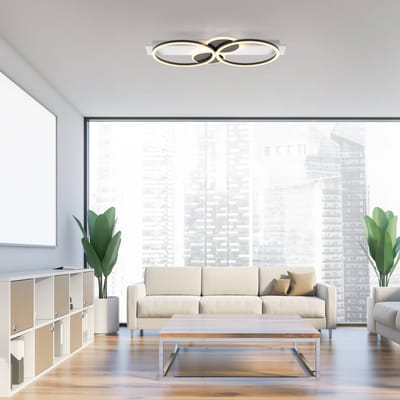 JUST LIGHT. GmbH LED plafondlamp Trooper, wit, zwart, ijzer