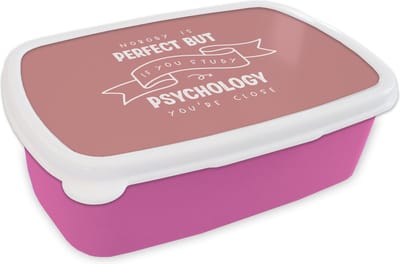 Broodtrommel Roze - Lunchbox - Brooddoos - Studenten - Studeren - Psychologie - Quotes - 18x12x6 cm - Kinderen - Meisje