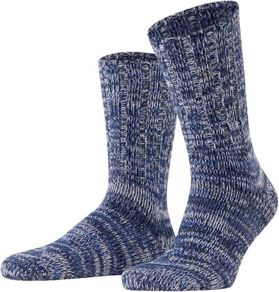FALKE Brooklyn eenkleurig katoen sokken heren blauw - maat 39-42