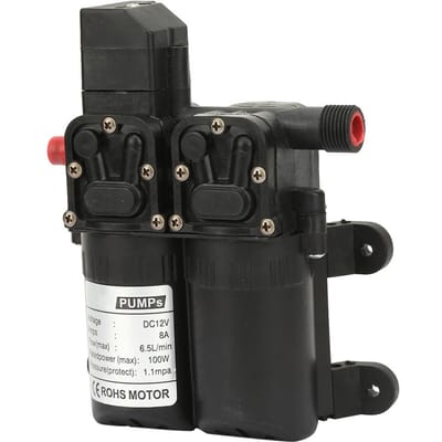 Dubbelzuigende elektrische zelfaanzuigende membraanwaterpomp 12V 100W(zwart)
