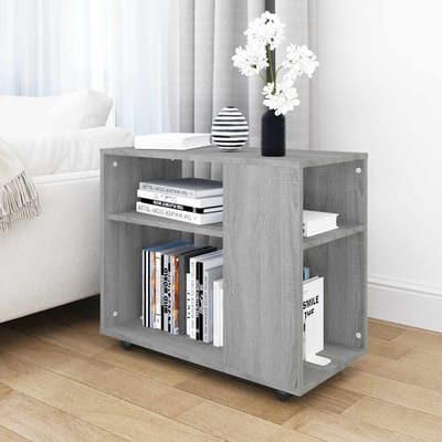 vidaXL - Bijzettafel - 70x35x55 - cm - bewerkt - hout - grijs - sonoma - eikenkleurig