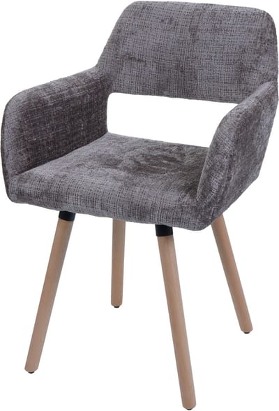 Eetkamerstoel MCW-A50 II, stoel Keukenstoel Gestoffeerde stoel, hout Stof/textiel Chenille (465 g/m²) MVG ~ bruin
