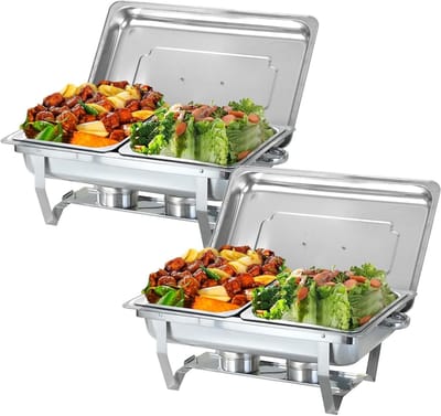 Voedselwarmer Set - Buffet warmer Bain Marie - Feesten organiseren - Roestvrij staal constructie - 9 liter capaciteit - Zilver