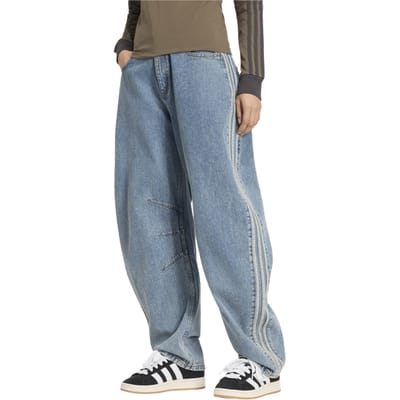 Adidas High Rise Barrel Leg Denim Pant Broeken Dames - Blauw - Maat 30 - Katoen Jersey