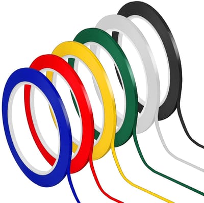 Kleurrijke Plakstrips voor Whiteboard - 6 rollen - 3mm breed - Afplakband in 6 gesorteerde kleuren - Tape voor grafieken, artiesten en modelbouw