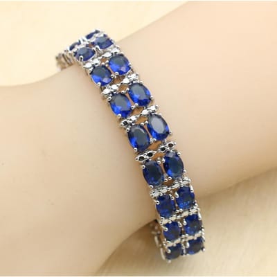 Blauw Semi-edelsteen Dubai Armband Voor Vrouwen Bruiloft Verjaardag Sieraden beige
