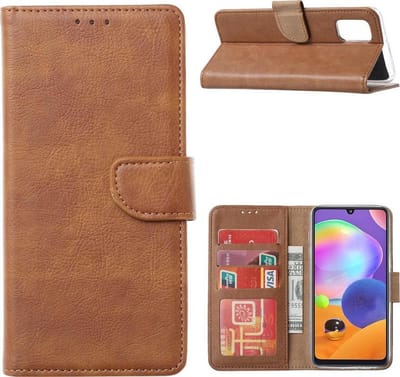 Portemonnee Book Case Hoesje Geschikt voor: Samsung Galaxy A22 5G Licht bruin