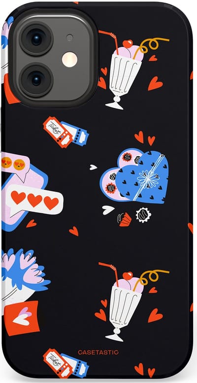 Casetastic Hoesje Geschikt voor Apple iPhone 12 Mini - Stijlvolle Beschermende Duo-layer Case - Liefdes Kaarten