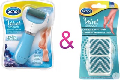 Scholl Velvet Smooth Scrub navulling + Scholl Velvet Smooth Scrubben Van Droge Huid Exfoliatie Roller Voeten En Benen 2 Stuks-Eelverwijderaar- Voetverzorging.