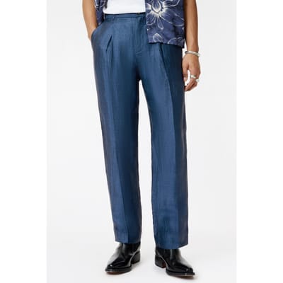 John Varvatos Benedict Pants - Slim Fit Pleated Pants Lake Blue Size: 46 | Tailored Pants Outlet | Heren | Blauw