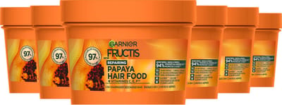 Garnier Fructis Hair Food Papaya 3-in-1 Herstellend Haarmasker Voordeelverpakking - Beschadigd Haar - 6x 400ml