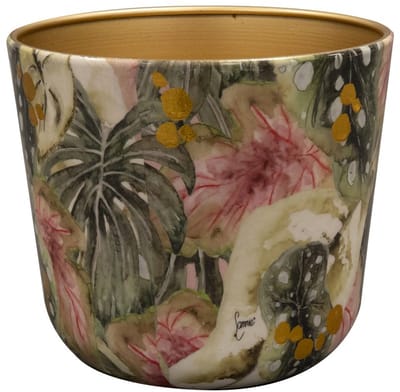 TS Collection - Vaas conisch Monstera mystery - 18x16 - Metaal & Epoxy - Exclusieve woonitems voor binnen - Handgemaakt - Unieke print - Designed by Lammie