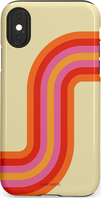 Casetastic hoesje geschikt voor Apple iPhone X / Apple iPhone XS - Dubbellaagse bescherming - Retro bocht - Fashion Case - Zand Rood Oranje Roze