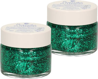 Superstar Glittergel voor lichaam/haar en gezicht - 2x - groen - 15 ml - Glitter schmink