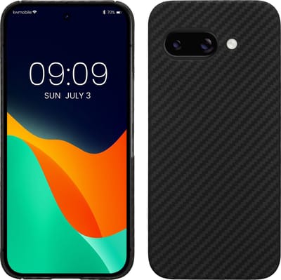 kalibri hoesje geschikt voor Google Pixel 9a - aramidehoes voor smartphone - mat zwart