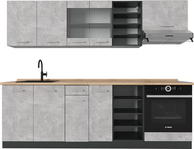 Vicco R-Line Complete keukeneenheid – 240 cm zonder werkblad Beton/antraciet
