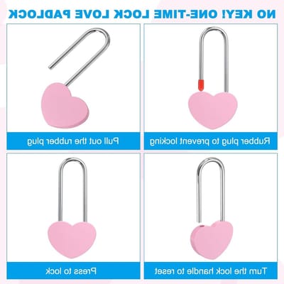 3,9 inch 50 mm liefdessloten hart hangslot zonder sleutel, romantisch hartslot voor geliefden, wensslot voor bruiloften en cadeaus, roze