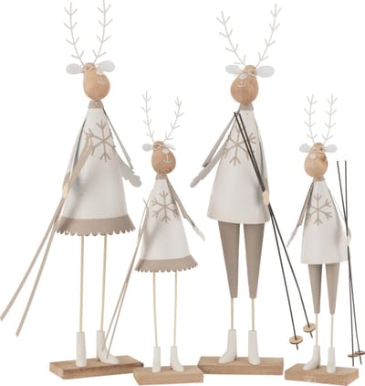 J-Line figuur Rendier Jongen/Meisje - metaal/hout - wit/beige - large - 2 st.