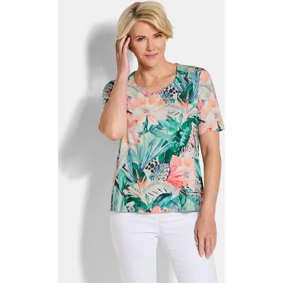 Elegant shirt met hartvormige halslijn - meerkleurig / gedess. - Gr. 19 van Goldner Fashion