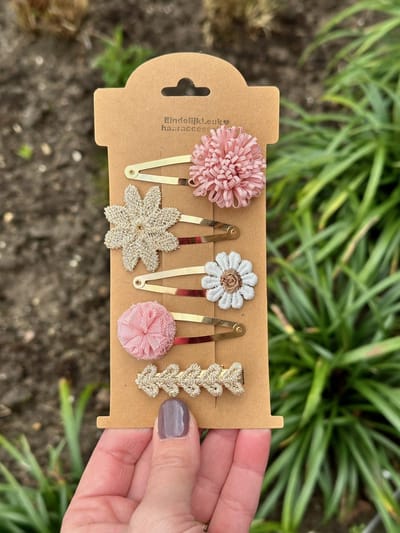Haarspeldjes voor meisjes - Haaraccessoires meisjes - Haarspeldjes 'frutsel' roze - Haarspeldjes voor meisjes en baby's - Haarknipjes - Haarclips - handgemaakte haaraccessoires - Cadeau
