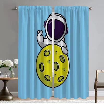 Moderne Woonkamer Gordijnen 2 Stuks Astronaut Cartoon Home Interieur Gordijnen voor Camera Shades Scheidingsgordijn Tule voor Slaapkamer W50xH70cmx2pcs-CL gray