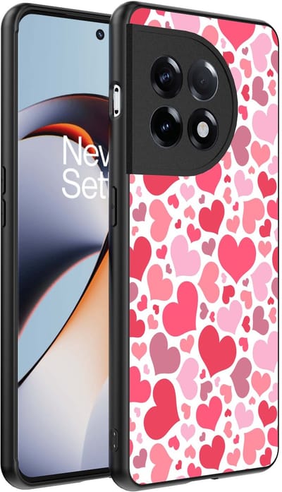 Smartphonica Telefoonhoesje Geschikt voor OnePlus 11R met Hartjes Print - Hearts Design TPU Backcover Case - Kinder Hoesje met Hartjes Design geschikt voor OnePlus 11R
