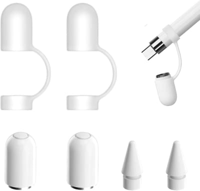 Accessoireset voor Apple Pencil met dop en punt, vervangende siliconen pendoppen voor optimale bescherming en gebruiksgemak, geschikt voor 1e en 2e generatie