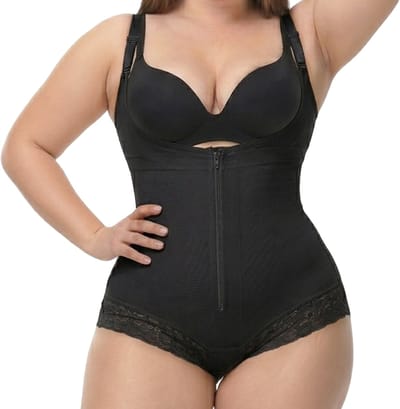 Bodysuit met Rits - Maat XS - Shapetape - Zwart - Shapewear Body - Platte Buik - Open Borst - Slip - Zonder BH - Corrigerend ondergoed