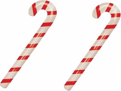 Kerst decoratie - 2x - opblaasbare snoepstok - zuurstok - 90 cm - pvc - snoepgoed - christmas