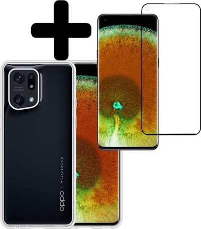 Hoesje - Met Screenprotector - Geschikt voor OPPO Find X5 - Sterk & Shockproof - Back Cover - Siliconen Case - Telefoon Hoes - Telefoonhoesjes - Transparant