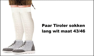 Paar luxe Tiroler sokken lang wit mt.43-46 - tirol oktoberfest apres ski winter feest thema party lederhose kousen festival