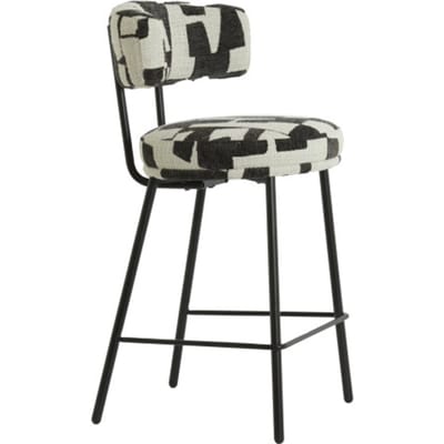 Light & Living - Barkruk HARVIE - 51x52.5x93 cm - Zwart/ Wit