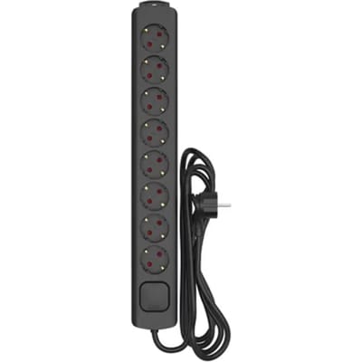 Sencys Stekkerdoos 8-voudig Zwart 3 Meter