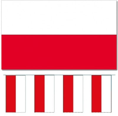 Bellatio Decorations - Vlaggen versiering set - Polen - Vlag 90 x 150 cm en vlaggenlijn 4 meter