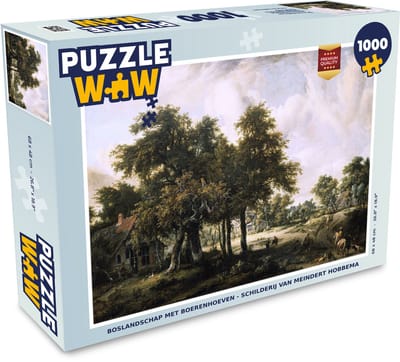 Puzzel Boslandschap met boerenhoeven - schilderij van Meindert Hobbema - Legpuzzel - Puzzel 1000 stukjes volwassenen