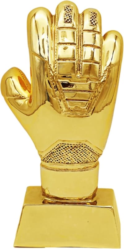 Voetbal Trofee - Sportprijs Award - Kampioenschappen Toernooien - Gouden Hands Ontwerp - 21 cm Hoog - Goud